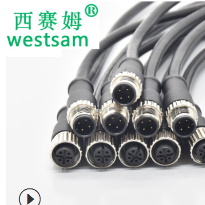 防水连接器厂家 螺纹 航空插头M12传感器 信号线缆 工业接头4芯图2