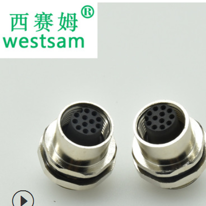 信号插头 M12-12芯母座防水m12连接器 开孔M12*1.0防水航空连接器图3