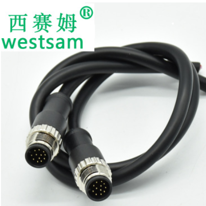 连接器厂家 自动化防水螺纹航空插头12芯注塑带线1米 M12传感器图3
