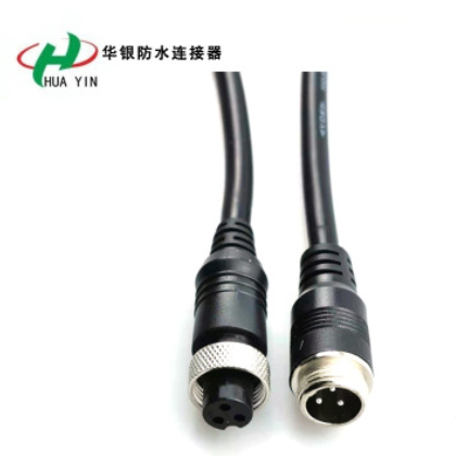 M12 3芯注塑航空插头连接器 m12 3芯插头公母连接线图3