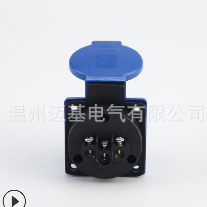1609多功能插座220V带盖IP54/IP44通用五孔10A防水工业插座图2