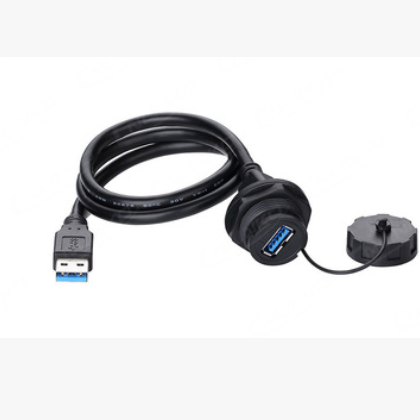 凌科航空YU-USB3.0数据连接器快速卡口焊线插头带1米线 包胶图3