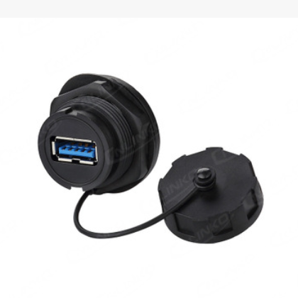 凌科航空YU-USB3.0数据连接器快速卡口焊线插头带1米线 包胶图2