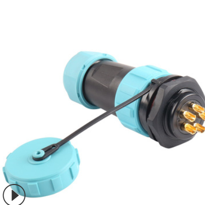 绿色TS21 5芯 对接后螺母接头圆形SP 防水航空插头插座连接器图2