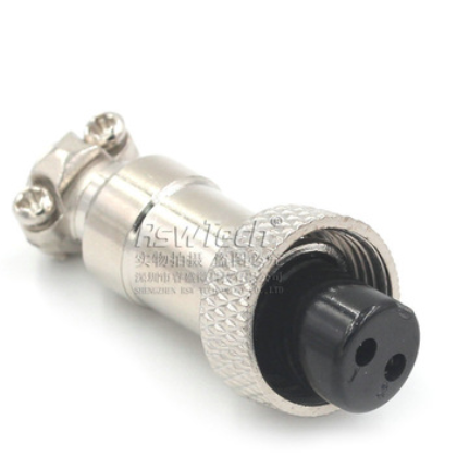 现货M12-2芯航空插头 GX12圆头航空插头插座连接器 2pin航空接头图2