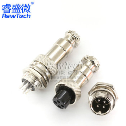 批发m12航空插头4芯 gx12-4p航空插座 航空公母插头连接器图2