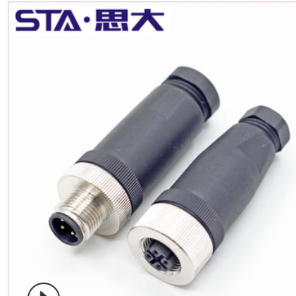 航空插头M12组装式插头A B D coding 4 5 8芯IP67防水连接器直头图2