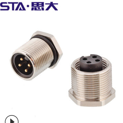 7/8航空插头 3/4/5芯圆形连接器 5针板后安装孔型插座7/8-16UNF图2