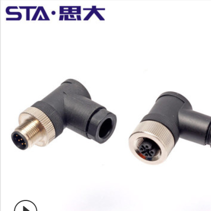 M12航空插头4 5 8芯现场安装防水连接器M12 90度直角公头镙钉连接图3
