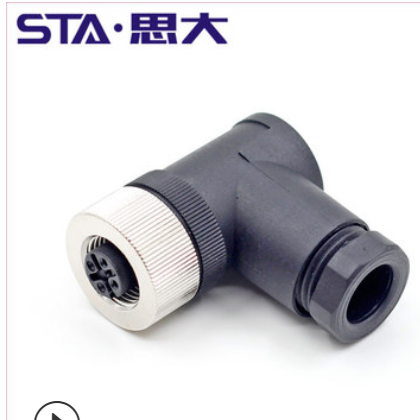 M12航空插头4 5 8芯现场安装防水连接器M12 90度直角公头镙钉连接图2