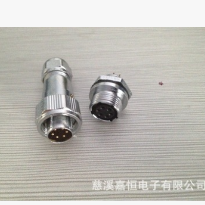 航空插头金属防水连接器 XA12-7芯 工业接插件M14六角后螺母安装图2