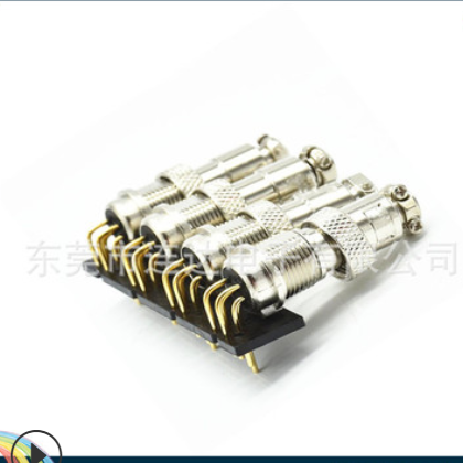 M/GX12航空插头弯头公插座2 3 4 5 6 7P芯针孔90°度PCB弯针脚图3