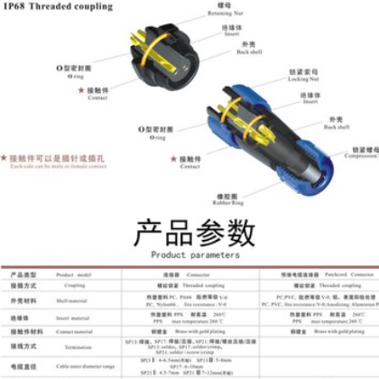 威浦weipuSP21防水航空插头插座SP21-2-3-4-5-7-9-12芯对接连接器图2