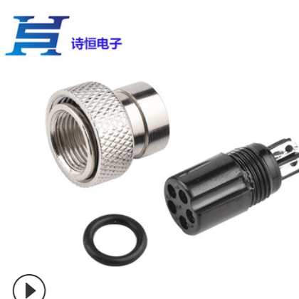 M12-5芯航空插头 焊锡式注塑5P母头环保电木胶芯航空插头母座图3