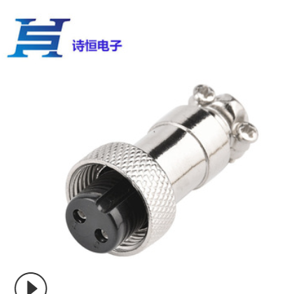 GX12-2芯航空插头反装式板后安装2芯电源插座穿墙式航空插头图2