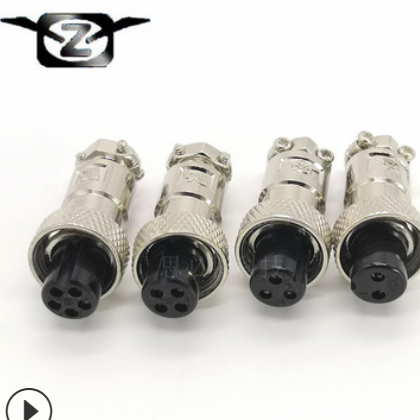 重强GX16航空插头12M-2AB+AF+AH+AK插头插座可焊接线 防水连接器图2